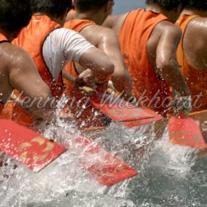 closeup on paddlers in a dragon boat race - Henning Wiekhorst